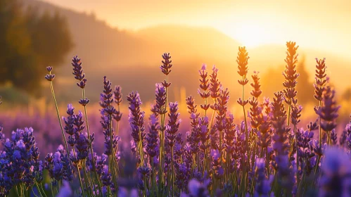 Sunset Over a Lavender Field