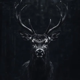 Regal Deer in Shadowy Woodland