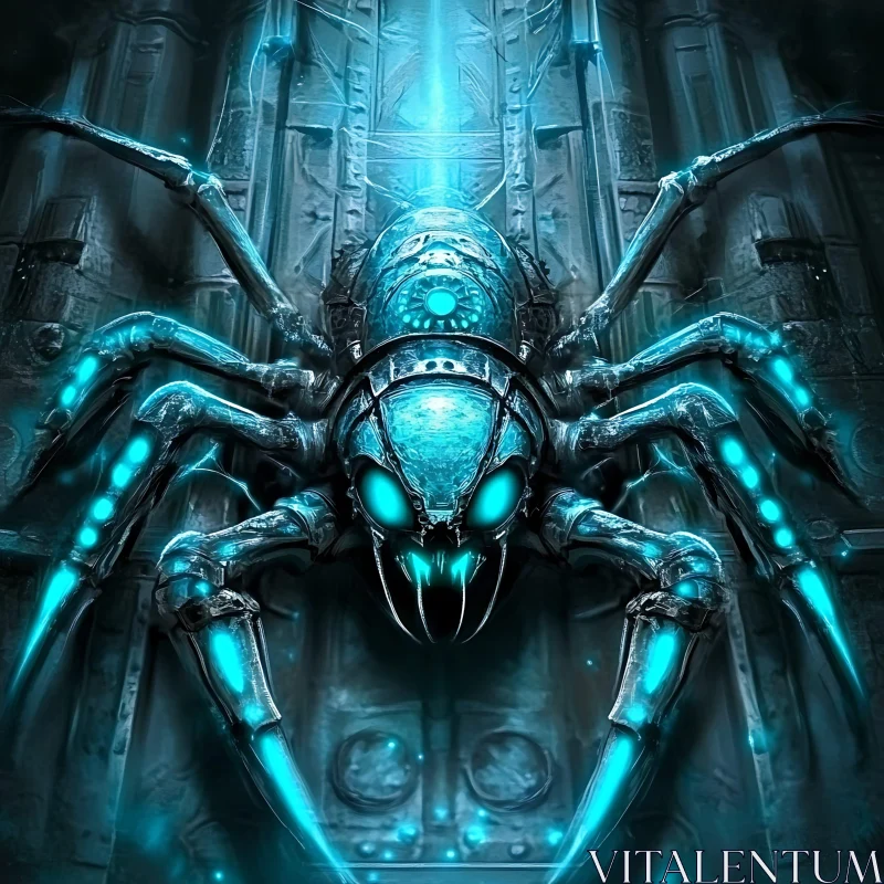 AI ART Futuristic Glowing Mechanical Spider