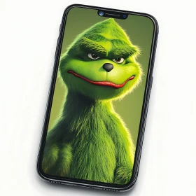 Grinch Cartoon Character on Phone