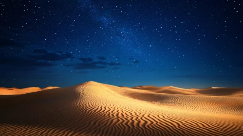 Nighttime Desertscape with Star-Filled Sky