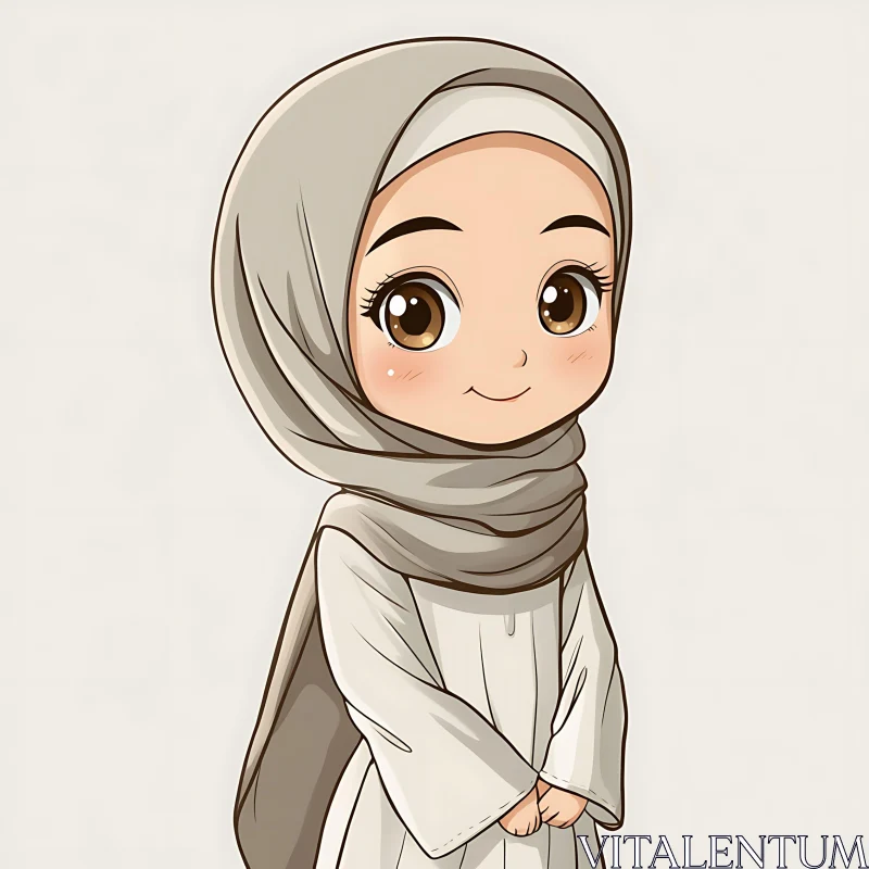 AI ART Adorable Chibi Girl in Hijab