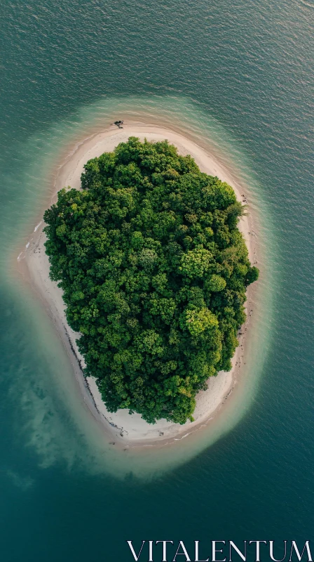 AI ART Tropical Aerial Island with White Sandy Beach