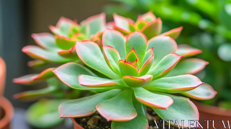 Beautiful Succulent with Red-Edged Green Leaves AI Image