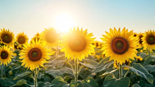 Blooming Sunflowers in Serene Field