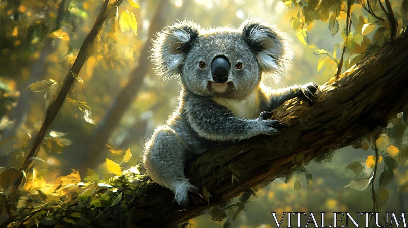 Peaceful Koala Amongst Trees AI Image