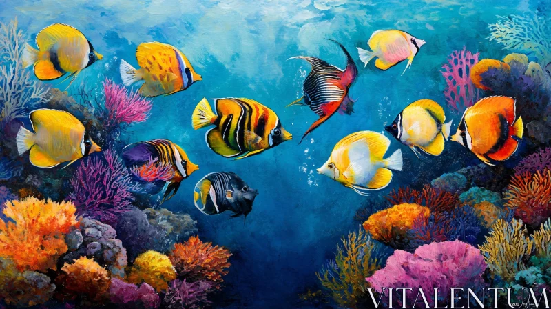 AI ART Underwater Coral Reef with Colorful Fish