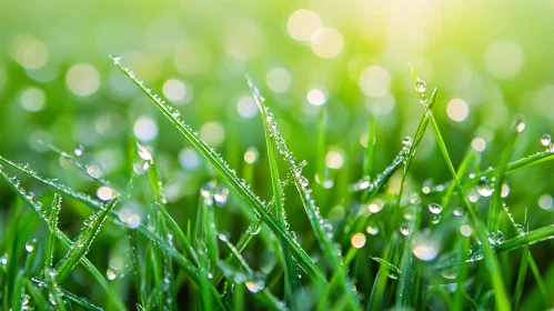 Fresh Green Grass with Morning Dew