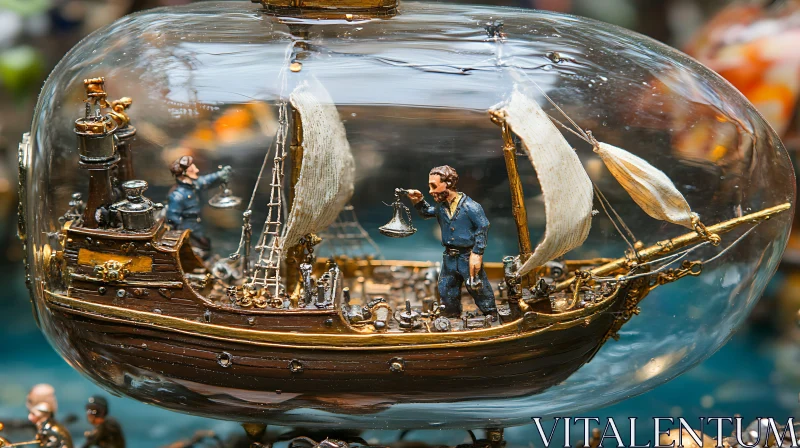 Exquisite Nautical Craft Encased in Glass AI Image