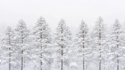 Winter Wonderland of Snow-Laden Pine Trees