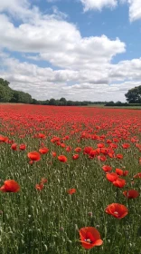 Vast Meadow with Red Blossoming Poppies