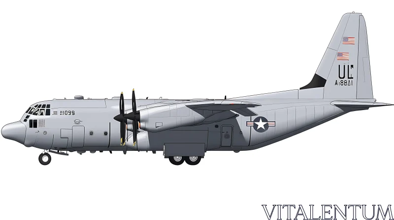 Military Cargo Plane with USAF Markings AI Image