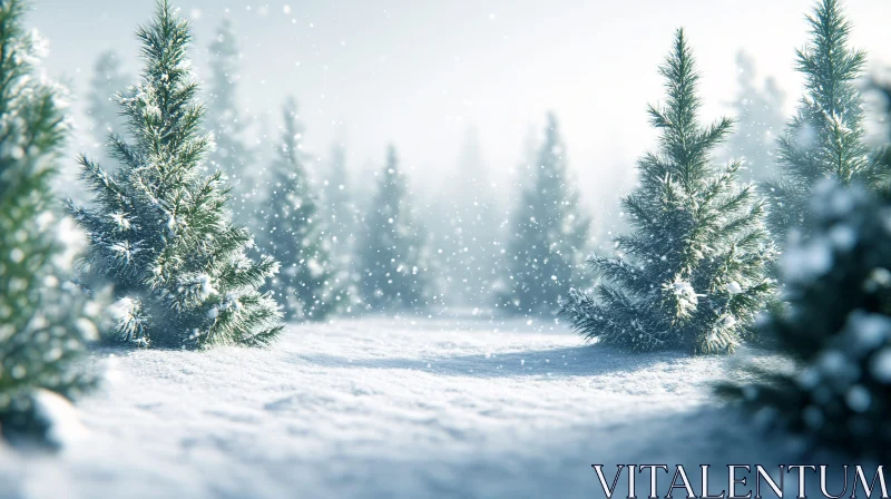 AI ART Snowy Evergreen Forest in Winter