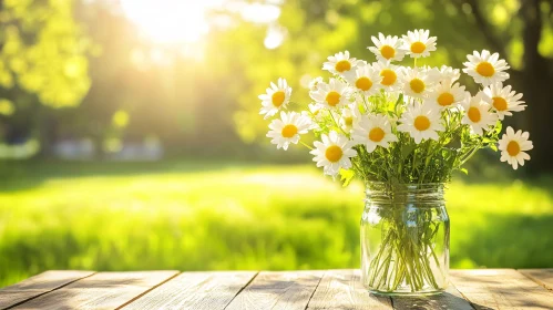 Vibrant Daisies in Glass Jar