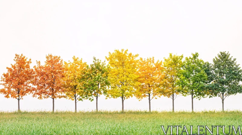 Seasonal Change Depicted Through Tree Leaves AI Image