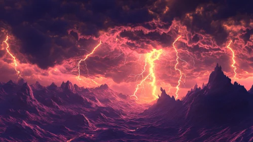 Electric Skies: A Stormy Mountain Landscape