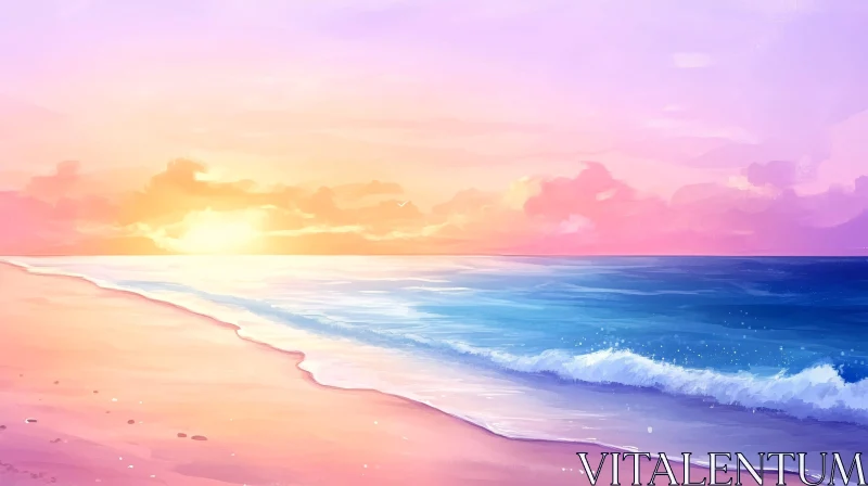 AI ART Serene Beachside Sunset