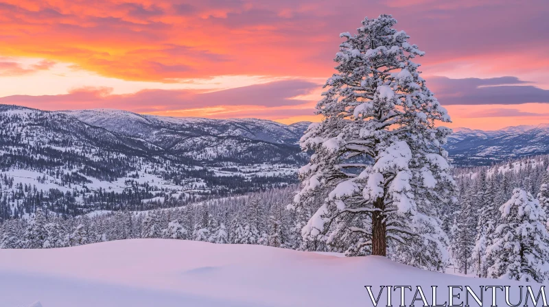 AI ART Winter Tranquility Amidst Snowy Peaks