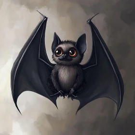 Charming Bat Illustration with Fluffy Fur