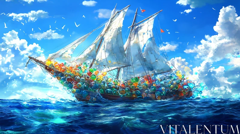 AI ART Whimsical Sailing Adventure on the Open Sea