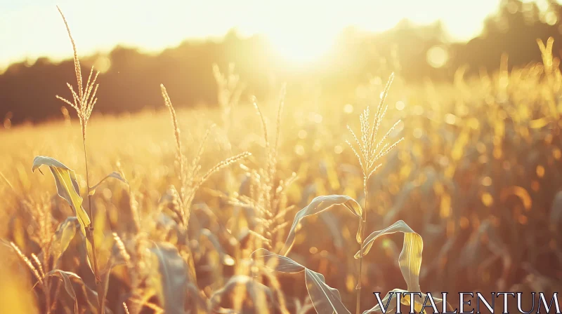 Sun-Kissed Cornfield at Dusk AI Image