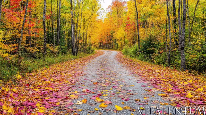 Beautiful Autumn Forest Trail AI Image