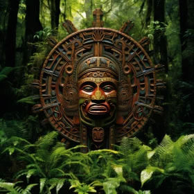 Ancient Aztec Mask in Jungle Setting: A Journey into the Past