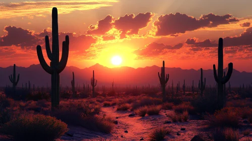 Desert Landscape at Sunset