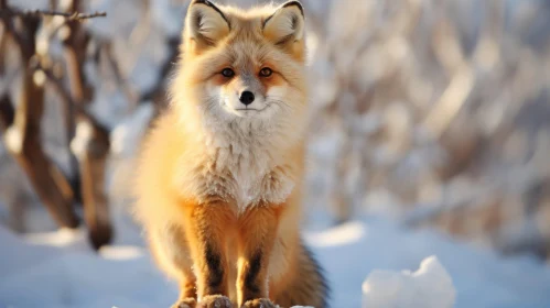 Sunlit Red Fox in Snow: A Study in Light and Symbolism