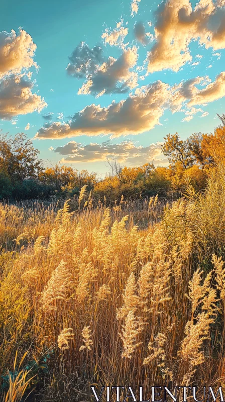 AI ART Serene Autumn Sunset Over Field