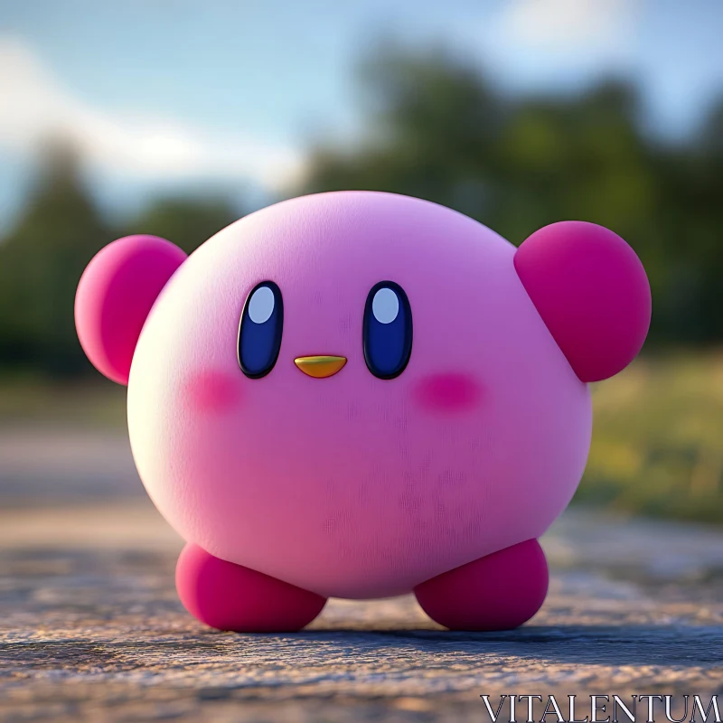 Charming Kirby in Nature AI Image