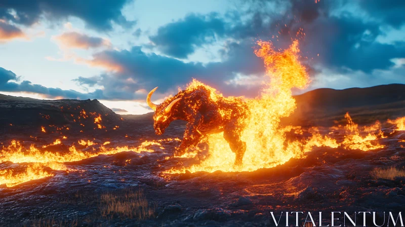 Lava Beast Among Flames AI Image