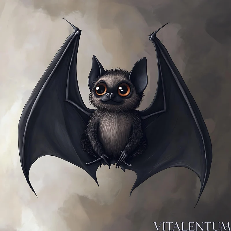 AI ART Charming Bat Illustration with Fluffy Fur