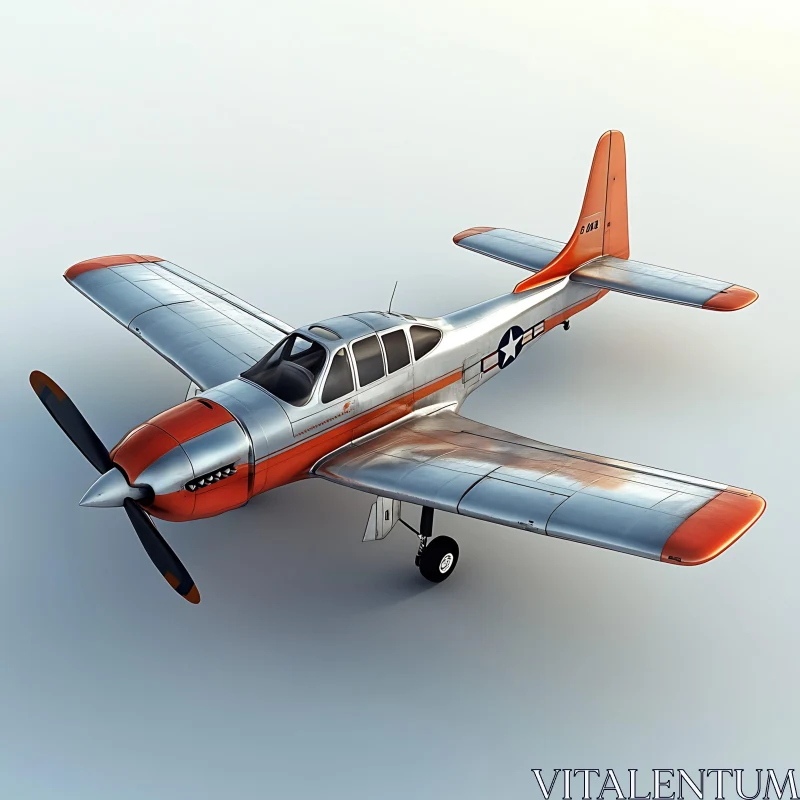 High-Angle View of a Vintage Military Propeller Plane AI Image