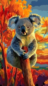 Koala in Vibrant Autumn