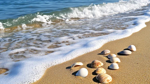 Serene Shoreline with Seashell Collection