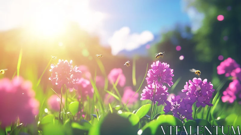 AI ART Sunlit Blossoms in a Serene Meadow