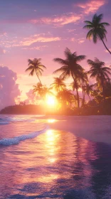 Golden Sunset Over a Tropical Beach