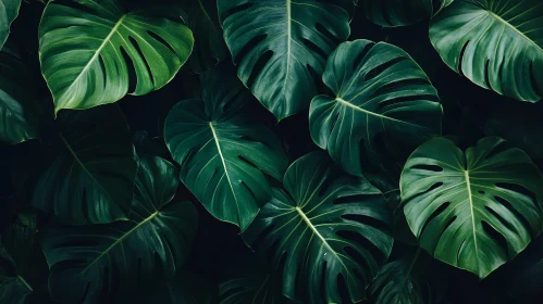 Dense Monstera Leaves Foliage