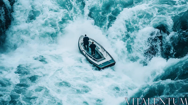 Braving the Whirlpool: A Thrilling Boat Journey AI Image