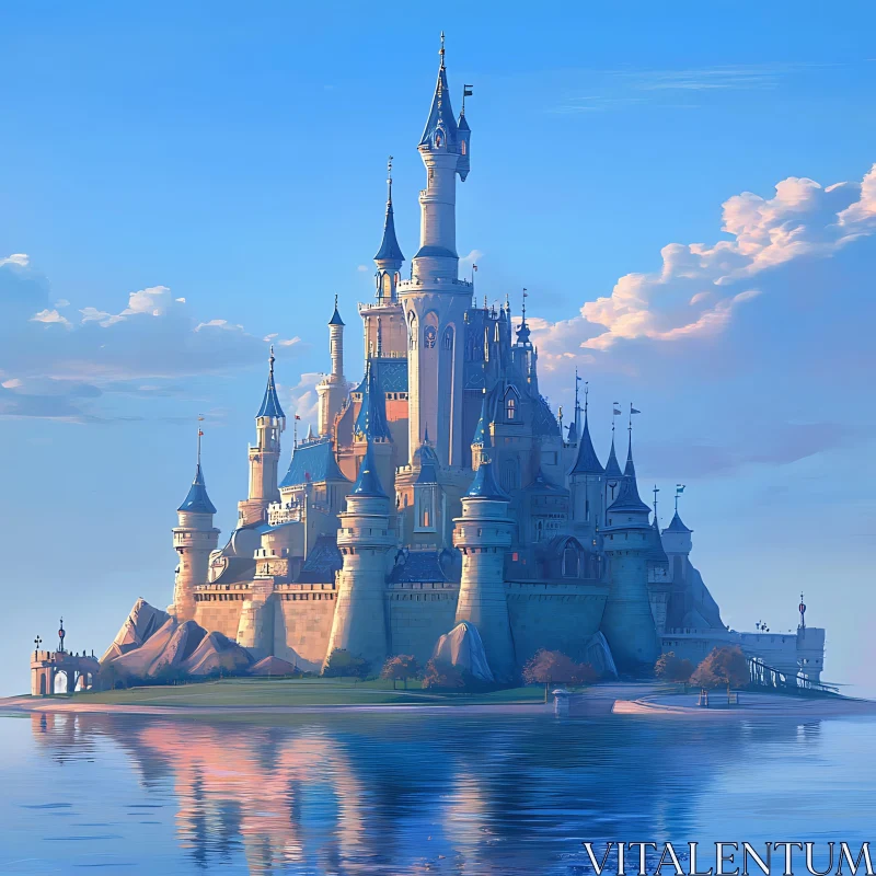 Enchanted Castle by the Water AI Image