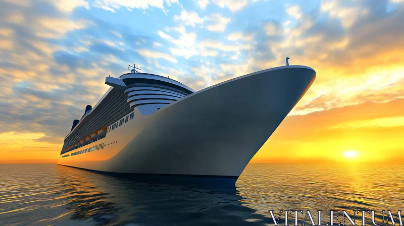 Grand Cruise Ship at Sunset AI Image