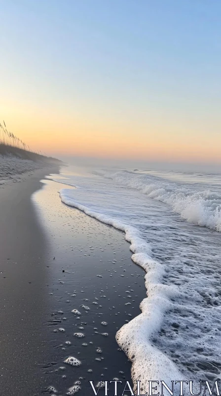 AI ART Peaceful Ocean Shoreline at Sunset