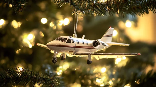 Christmas Tree with Model Airplane Decoration