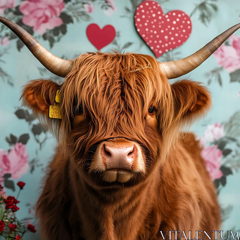 Shaggy Highland Cow Portrait AI Image