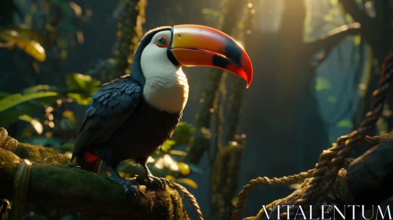 Colorful Toucan in Jungle - Cinematic IMAX Style Image AI Image