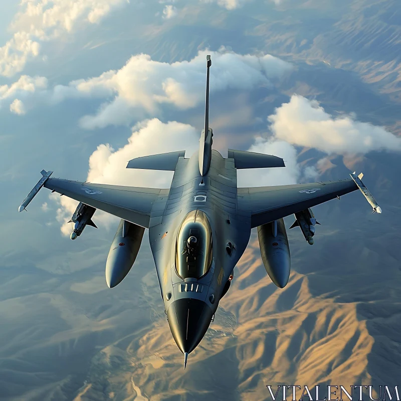 Majestic Military Jet Soaring in the Sky AI Image