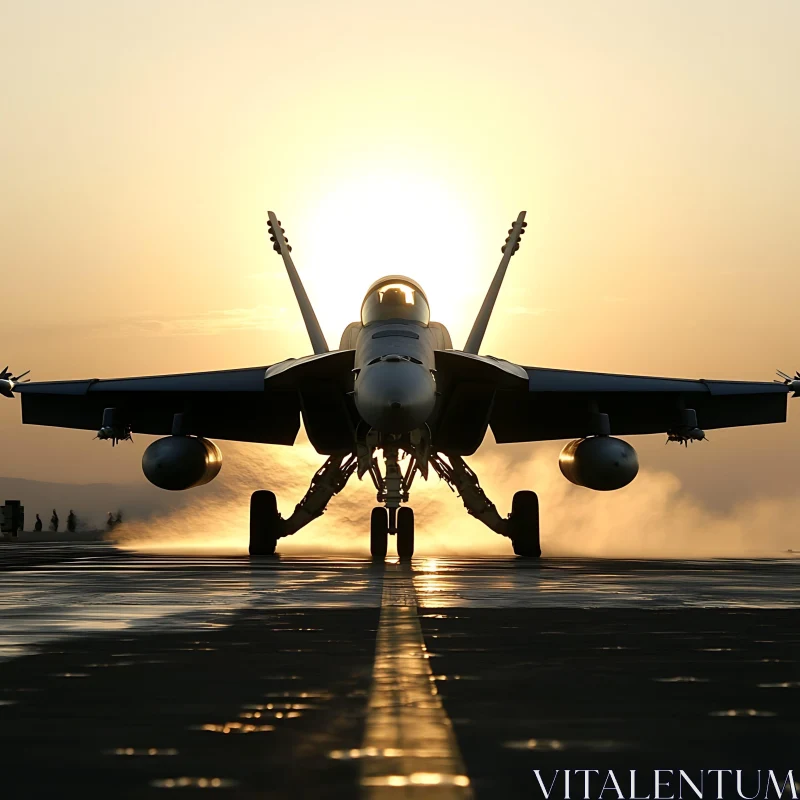 Sunset Silhouette of Fighter Jet AI Image