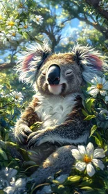 Serene Koala in Sunlit Nature