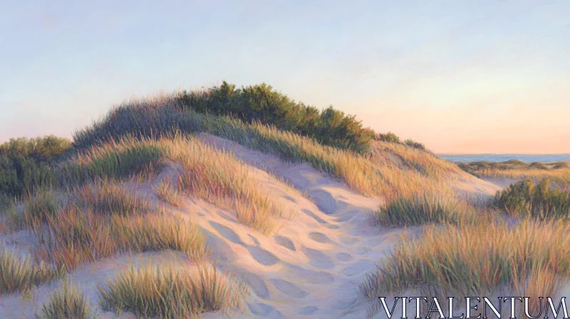 AI ART Sunset Over Coastal Dunes